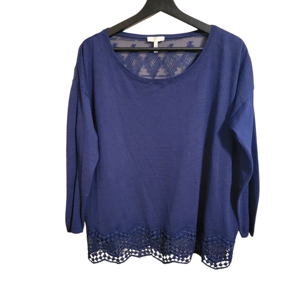 Joie Blue Lace Silk Cotton Aztec Print Sweater - Picture 1 of 6